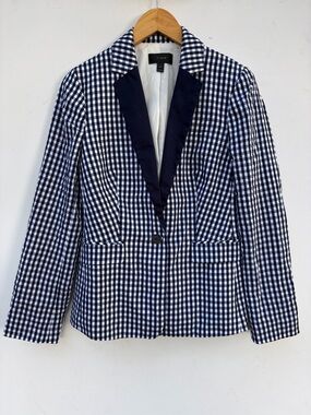J Crew Puckered Gingham Blazer